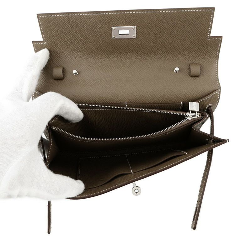 エルメス ケリーウォレット ロング トゥーゴー エトゥープ/シルバー金具 エプソン K刻印 財布