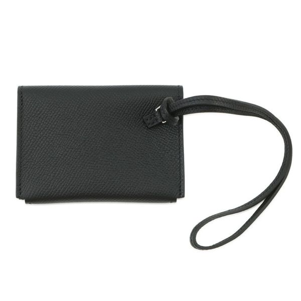 エルメス カードケース エルメスナップ カードケース ブラック/シルバー金具 エプソン W刻印 HERMES 名刺入れ 黒