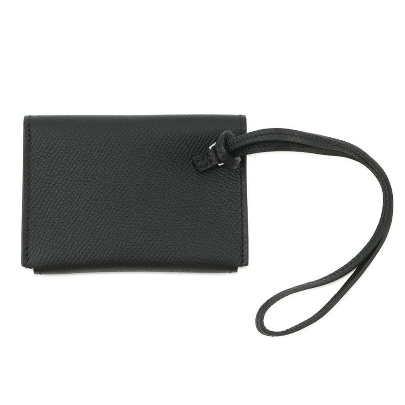 エルメス カードケース エルメスナップ カードケース ブラック/シルバー金具 エプソン W刻印 HERMES 名刺入れ 黒