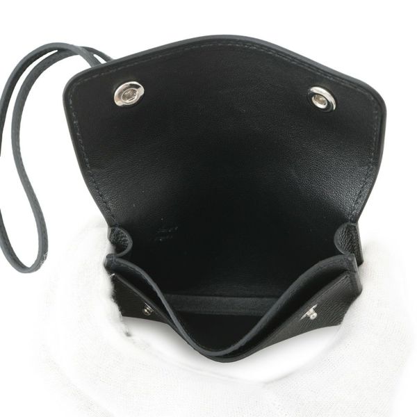 エルメス カードケース エルメスナップ カードケース ブラック/シルバー金具 エプソン W刻印 HERMES 名刺入れ 黒