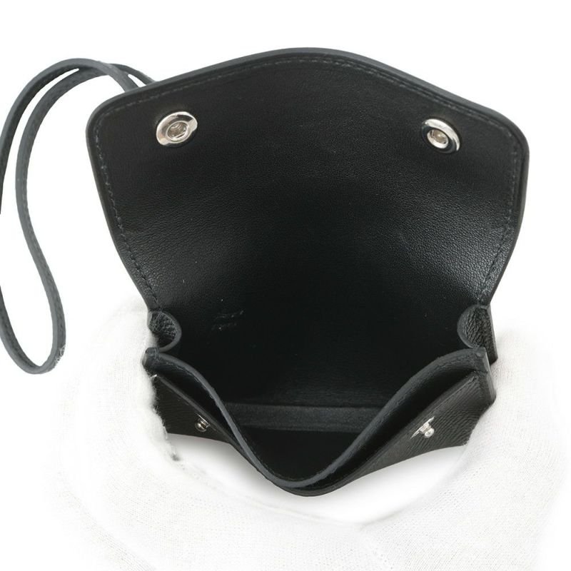 エルメス カードケース エルメスナップ カードケース ブラック/シルバー金具 エプソン W刻印 HERMES 名刺入れ 黒