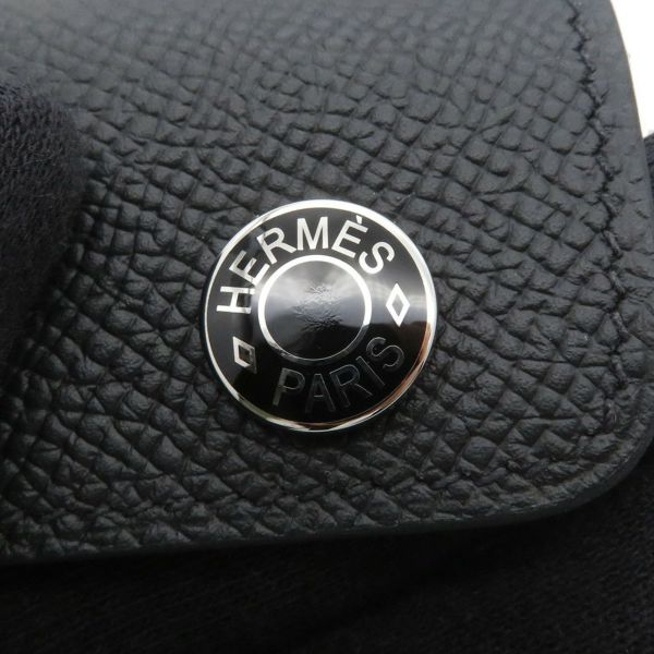 エルメス カードケース エルメスナップ カードケース ブラック/シルバー金具 エプソン W刻印 HERMES 名刺入れ 黒