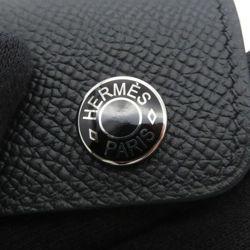 エルメス カードケース エルメスナップ カードケース ブラック/シルバー金具 エプソン W刻印 HERMES 名刺入れ 黒