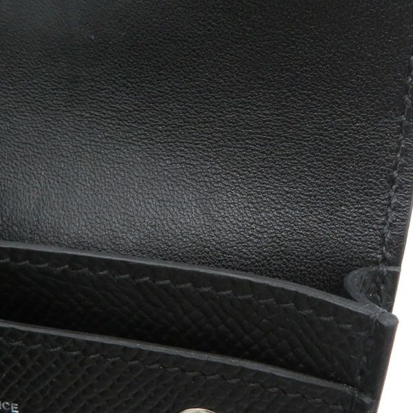 エルメス カードケース エルメスナップ カードケース ブラック/シルバー金具 エプソン W刻印 HERMES 名刺入れ 黒