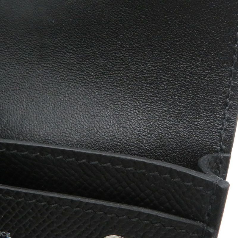 エルメス カードケース エルメスナップ カードケース ブラック/シルバー金具 エプソン W刻印 HERMES 名刺入れ 黒