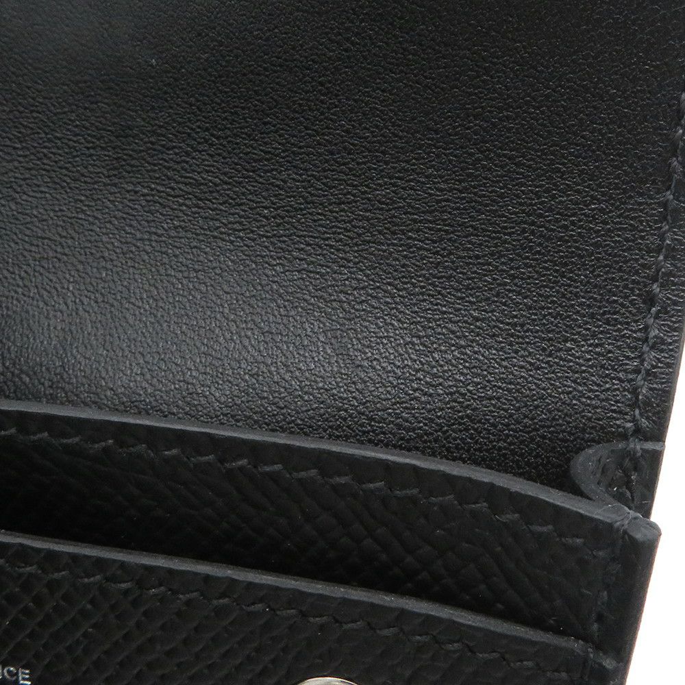 エルメス カードケース エルメスナップ カードケース ブラック/シルバー金具 エプソン W刻印 HERMES 名刺入れ 黒
