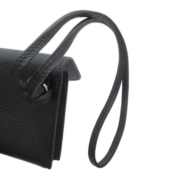 エルメス カードケース エルメスナップ カードケース ブラック/シルバー金具 エプソン W刻印 HERMES 名刺入れ 黒
