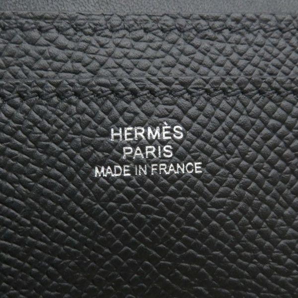 エルメス カードケース エルメスナップ カードケース ブラック/シルバー金具 エプソン W刻印 HERMES 名刺入れ 黒