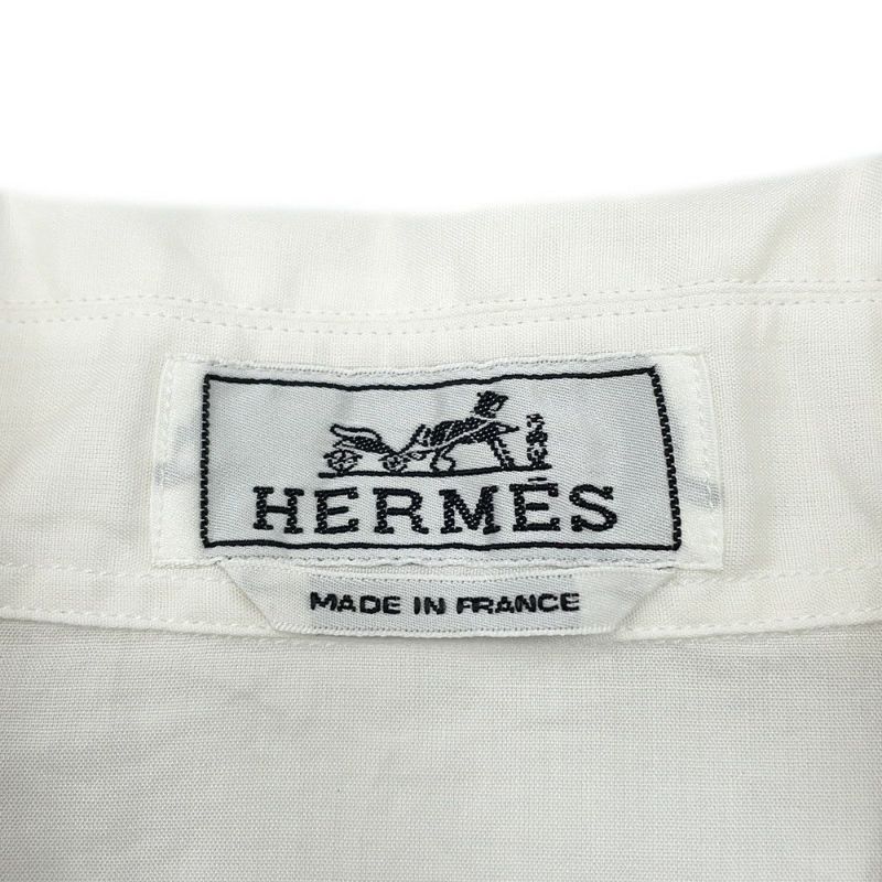 エルメス 半袖シャツ タツノオトシゴ プリント コットン メンズサイズ41 HERMES アパレル トップス 白