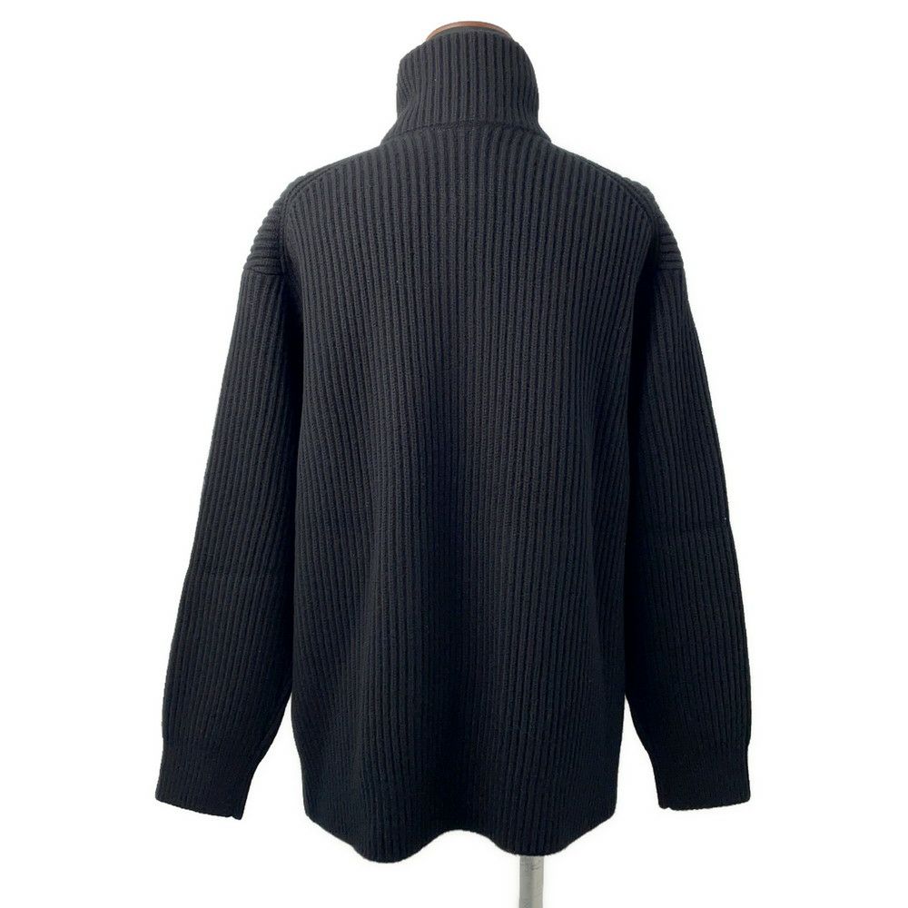 エルメス ニット Hモチーフ ジップアップブルゾン ウール レディースサイズ34 HERMES カーディガン 黒