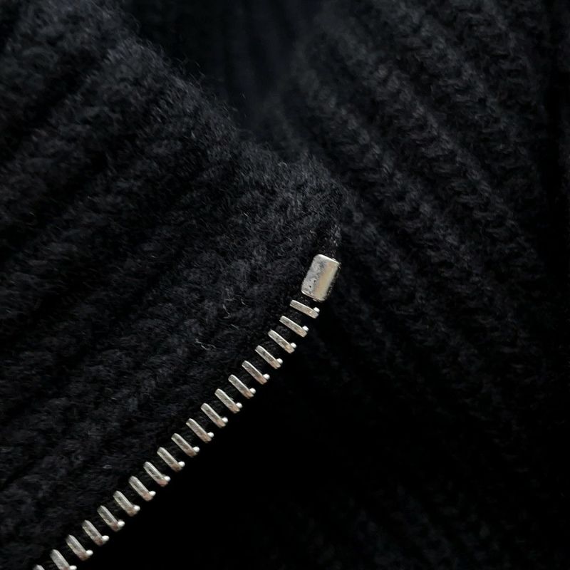 エルメス ニット Hモチーフ ジップアップブルゾン ウール レディースサイズ34 HERMES カーディガン 黒