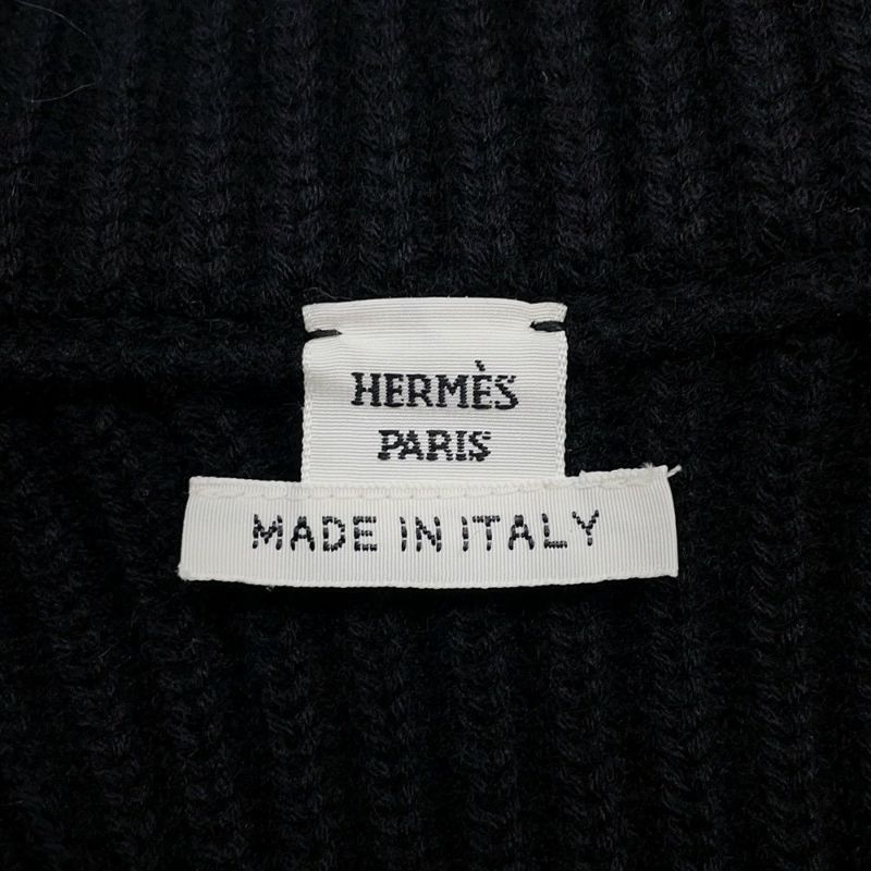 エルメス ニット Hモチーフ ジップアップブルゾン ウール レディースサイズ34 HERMES カーディガン 黒