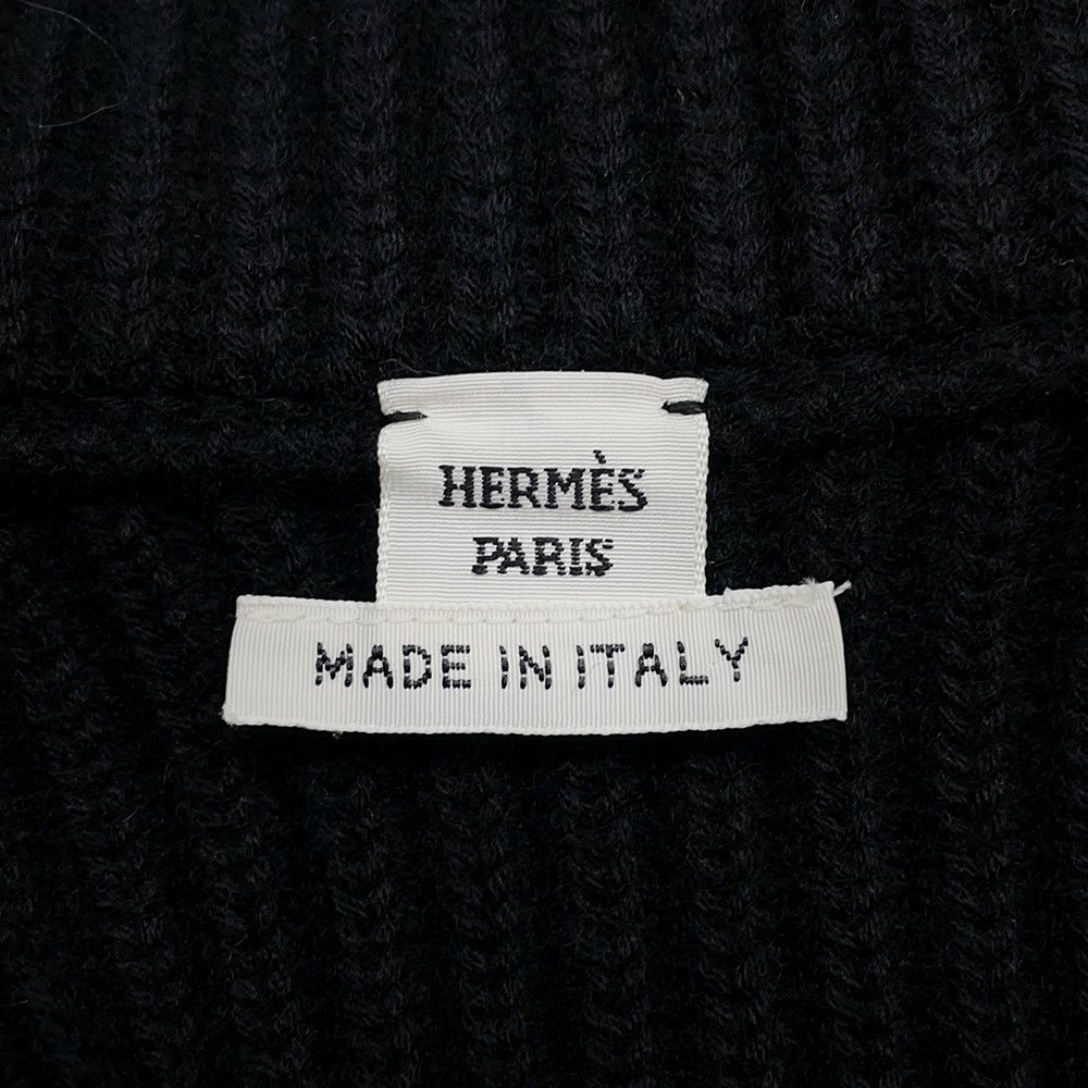 エルメス ニット Hモチーフ ジップアップブルゾン ウール レディースサイズ34 HERMES カーディガン 黒