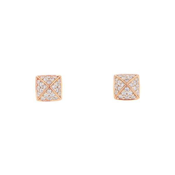 エルメス ピアス クルー・ドゥ・H ダイヤモンド 48P 計0.2ct K18PGピンクゴールド HERMES スタッドピアス Clou d H Earrings