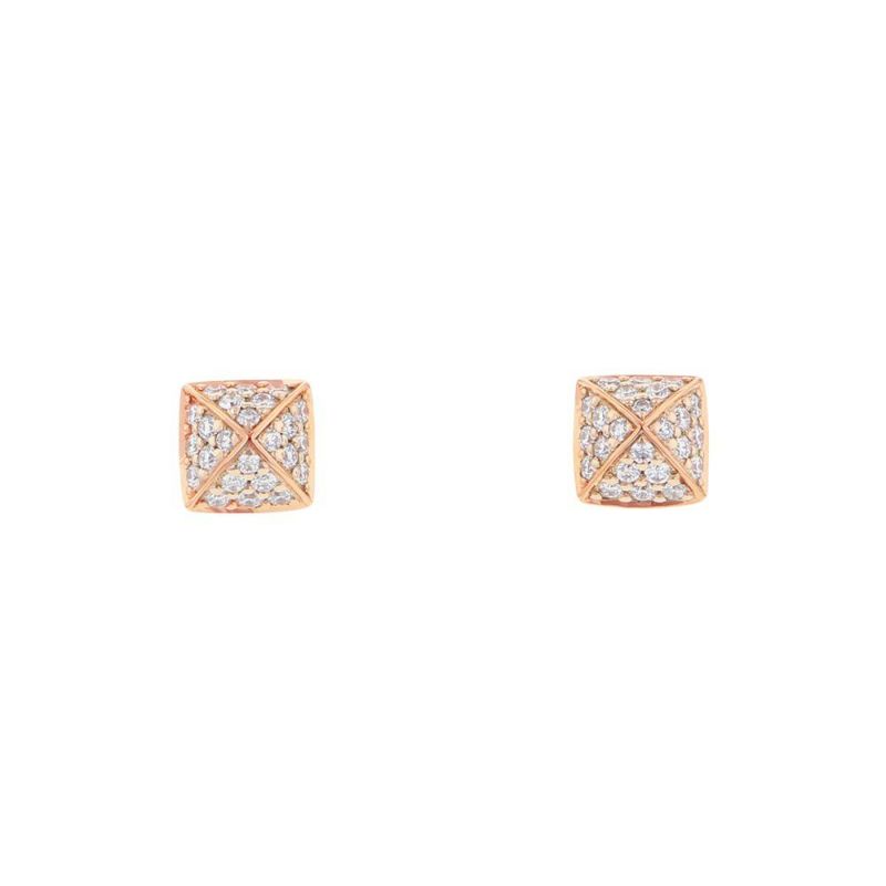 エルメス ピアス クルー・ドゥ・H ダイヤモンド 48P 計0.2ct K18PGピンクゴールド HERMES スタッドピアス Clou d H Earrings