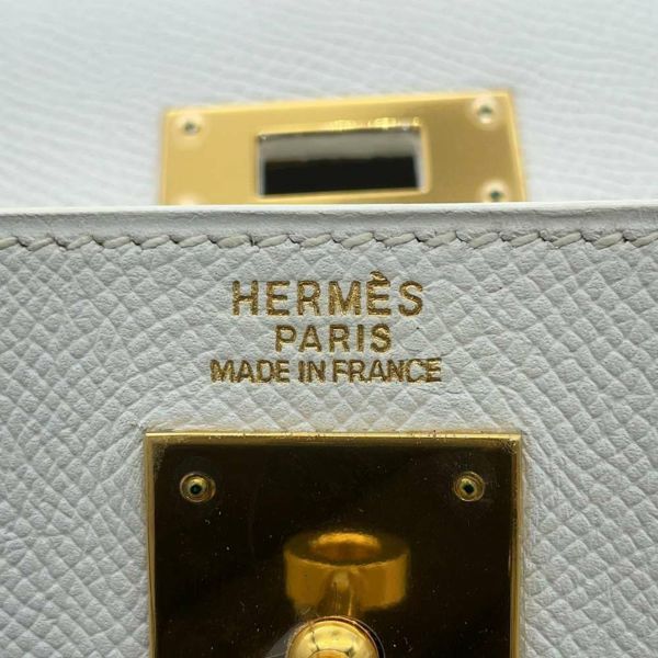 エルメス ハンドバッグ ケリー32 外縫い ホワイト/ゴールド金具 ヴォーエプソン □K刻印 HERMES 2way