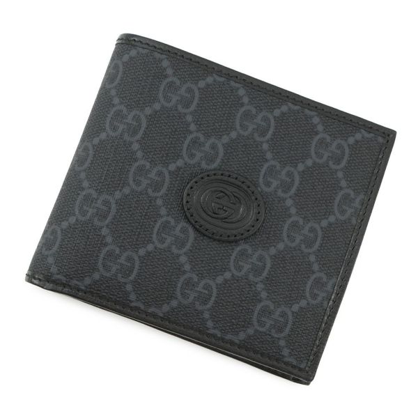グッチ 二つ折り財布 GGスプリーム レザー PVC 673000 GUCCI 財布 メンズ 黒