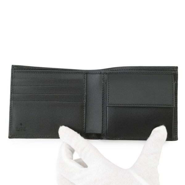 グッチ 二つ折り財布 GGスプリーム レザー PVC 673000 GUCCI 財布 メンズ 黒