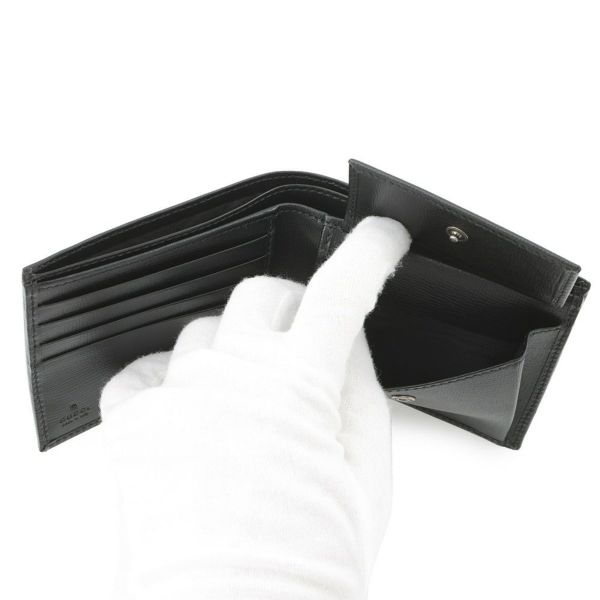 グッチ 二つ折り財布 GGスプリーム レザー PVC 673000 GUCCI 財布 メンズ 黒