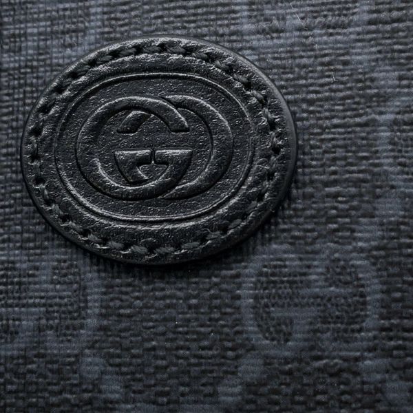 グッチ 二つ折り財布 GGスプリーム レザー PVC 673000 GUCCI 財布 メンズ 黒