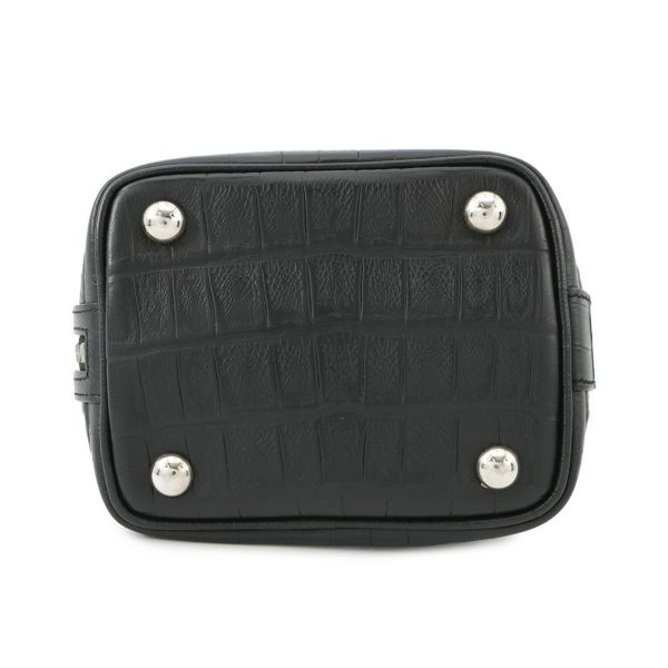 サンローランパリ ハンドバッグ エマニュエル  バケットバッグ クロコ型押しレザー 340240 黒 2way