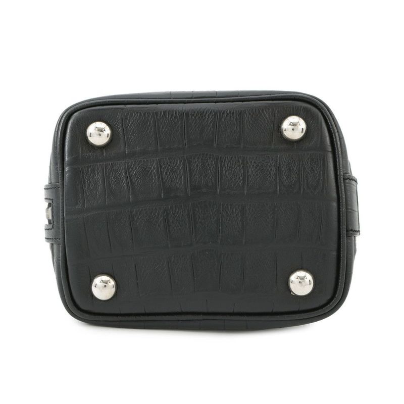 サンローランパリ ハンドバッグ エマニュエル  バケットバッグ クロコ型押しレザー 340240 黒 2way