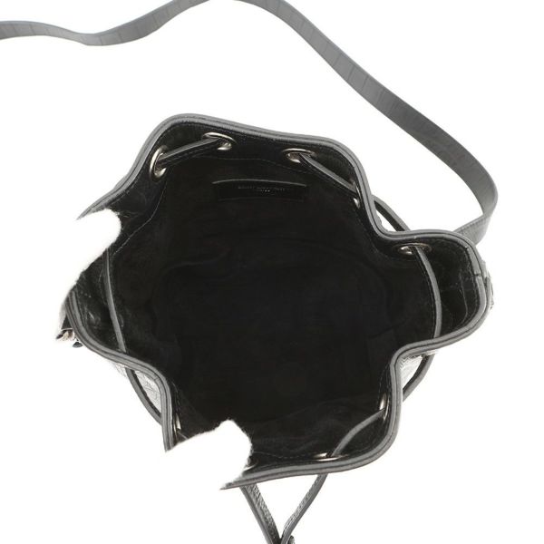 サンローランパリ ハンドバッグ エマニュエル  バケットバッグ クロコ型押しレザー 340240 黒 2way