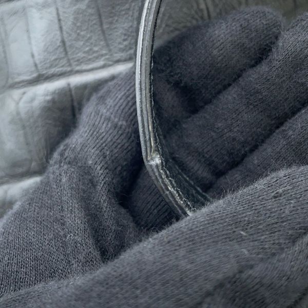 サンローランパリ ハンドバッグ エマニュエル  バケットバッグ クロコ型押しレザー 340240 黒 2way