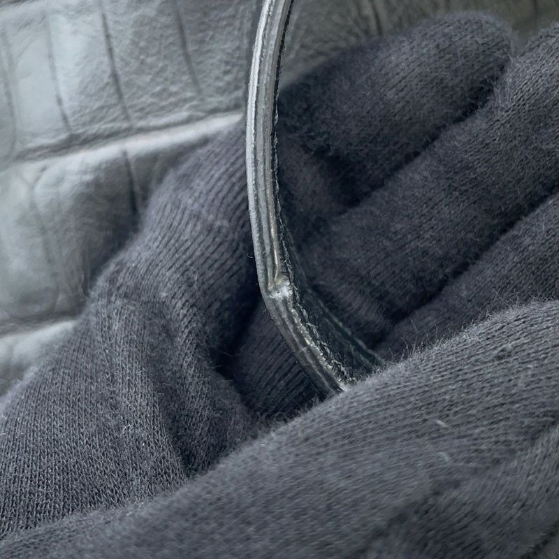 サンローランパリ ハンドバッグ エマニュエル  バケットバッグ クロコ型押しレザー 340240 黒 2way