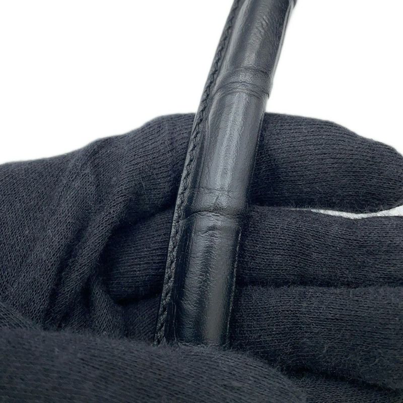 サンローランパリ ハンドバッグ エマニュエル  バケットバッグ クロコ型押しレザー 340240 黒 2way