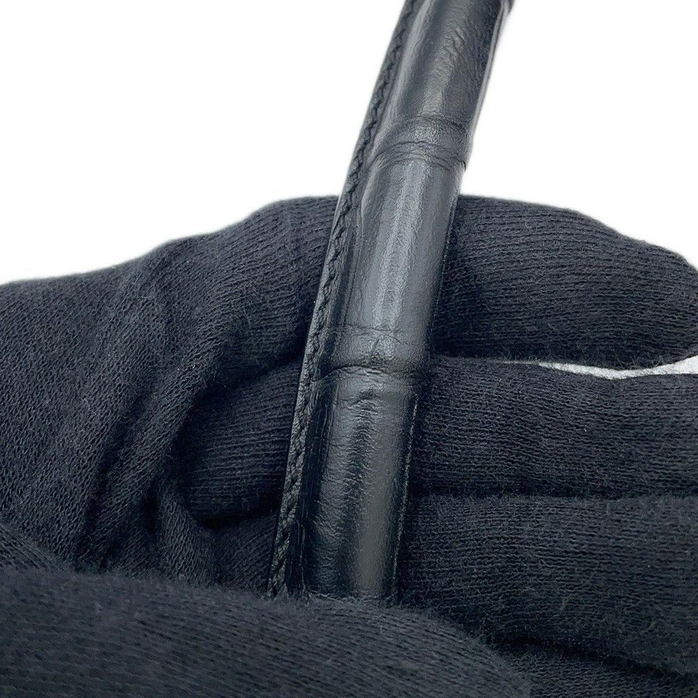 サンローランパリ ハンドバッグ エマニュエル  バケットバッグ クロコ型押しレザー 340240 黒 2way