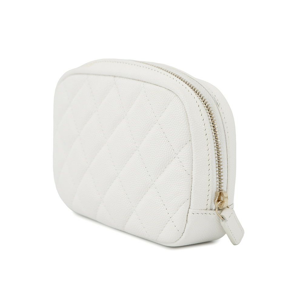 シャネル ポーチ ココマーク マトラッセ コスメポーチ A80909 CHANEL 小物入れ 化粧ポーチ 白