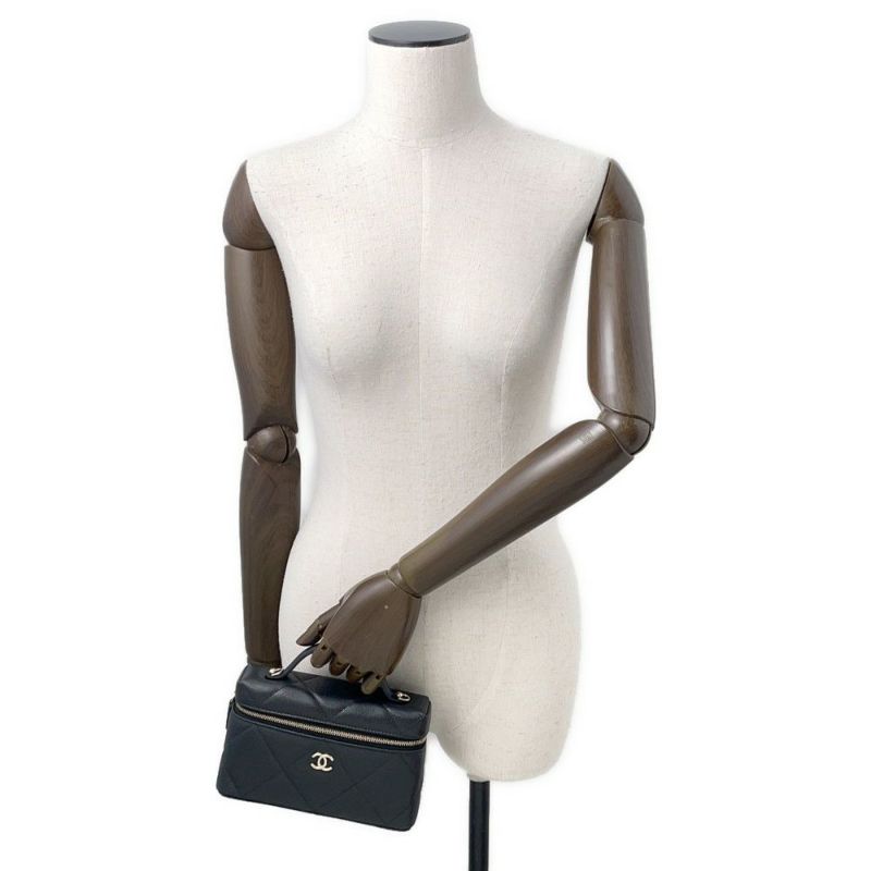 シャネル ハンドバッグ マトラッセ バニティ ココマーク キャビアスキン CHANEL 2wayショルダー 黒