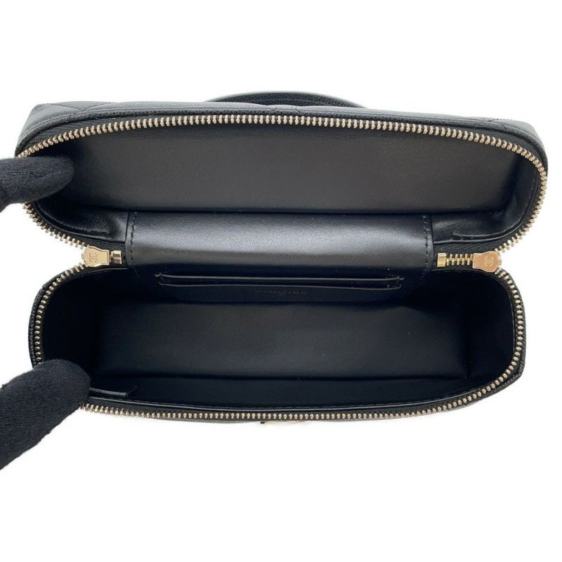 シャネル ハンドバッグ マトラッセ バニティ ココマーク キャビアスキン CHANEL 2wayショルダー 黒