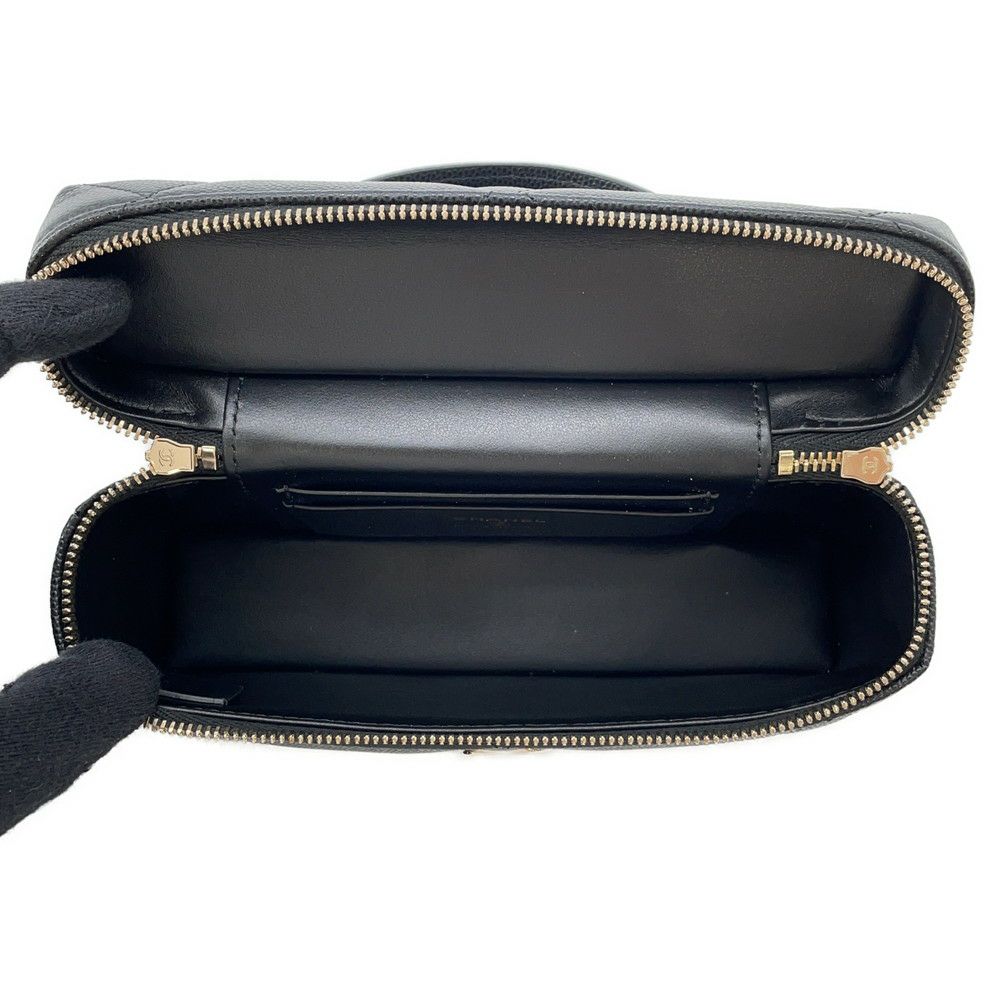 シャネル ハンドバッグ マトラッセ バニティ ココマーク キャビアスキン CHANEL 2wayショルダー 黒