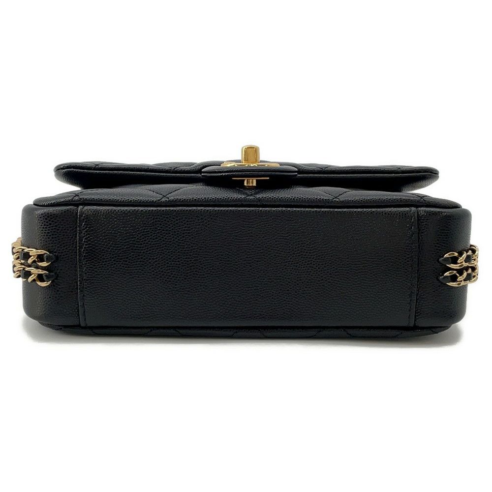 シャネル チェーンショルダーバッグ ミニ マトラッセ キャビアスキン AS3757 CHANEL バッグ 黒