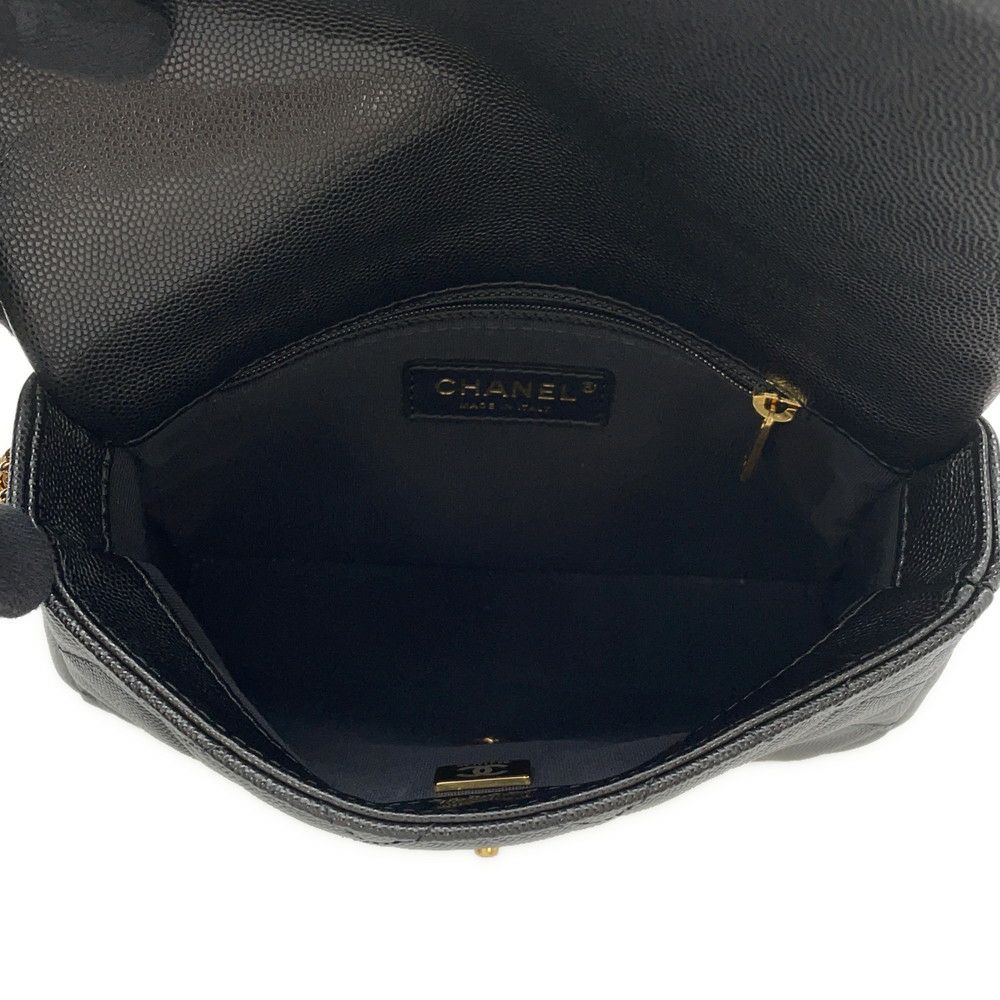 シャネル チェーンショルダーバッグ ミニ マトラッセ キャビアスキン AS3757 CHANEL バッグ 黒