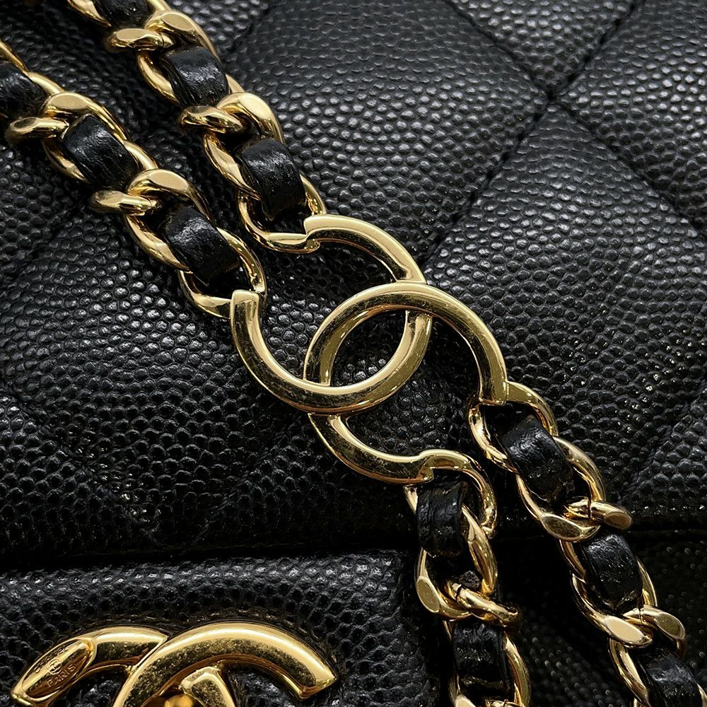 シャネル チェーンショルダーバッグ ミニ マトラッセ キャビアスキン AS3757 CHANEL バッグ 黒