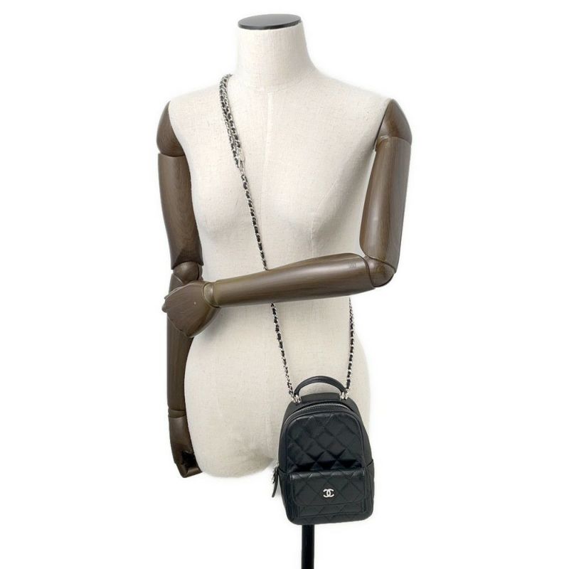 シャネル リュック マトラッセ ココマーク バックパック ミニ キャビアスキン AP3753 CHANEL 2way 黒