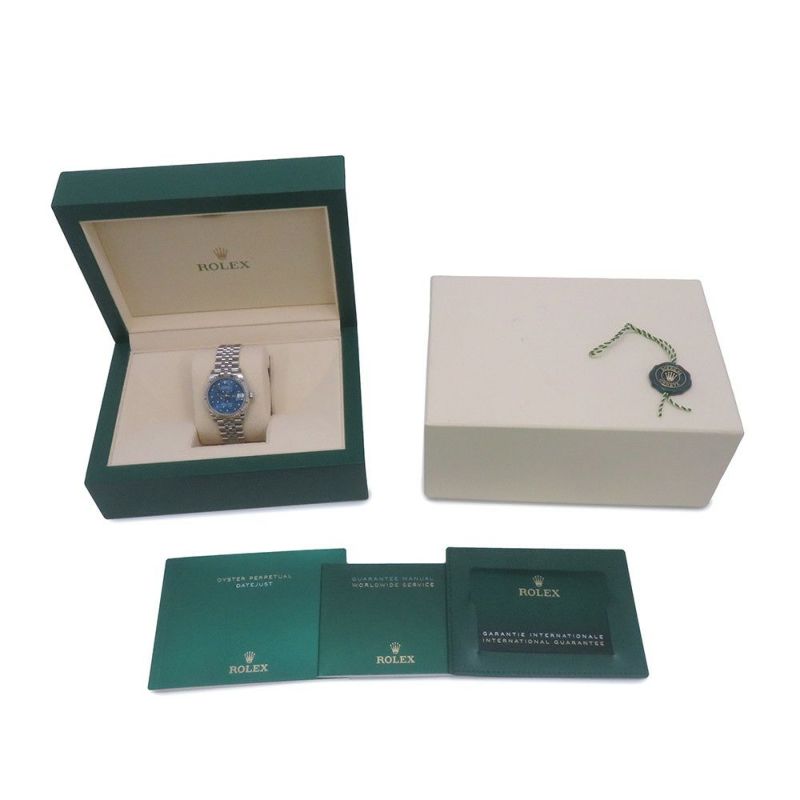 ロレックス デイトジャスト31 SS/K18WG 278274 ROLEX 腕時計 ブルー文字盤 フローラルモチーフ 24PDダイヤモンド