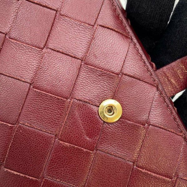 ボッテガヴェネタ 長財布 イントレチャート レザー 608072 BOTTEGA VENETA 財布 赤 レッド