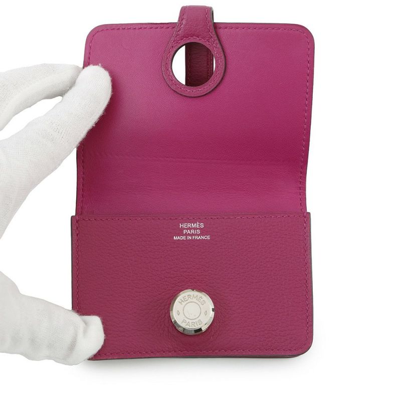 エルメス カードケース ドゴン ローズパープル/シルバー金具 エべーカラー C刻印 HERMES 名刺入れ