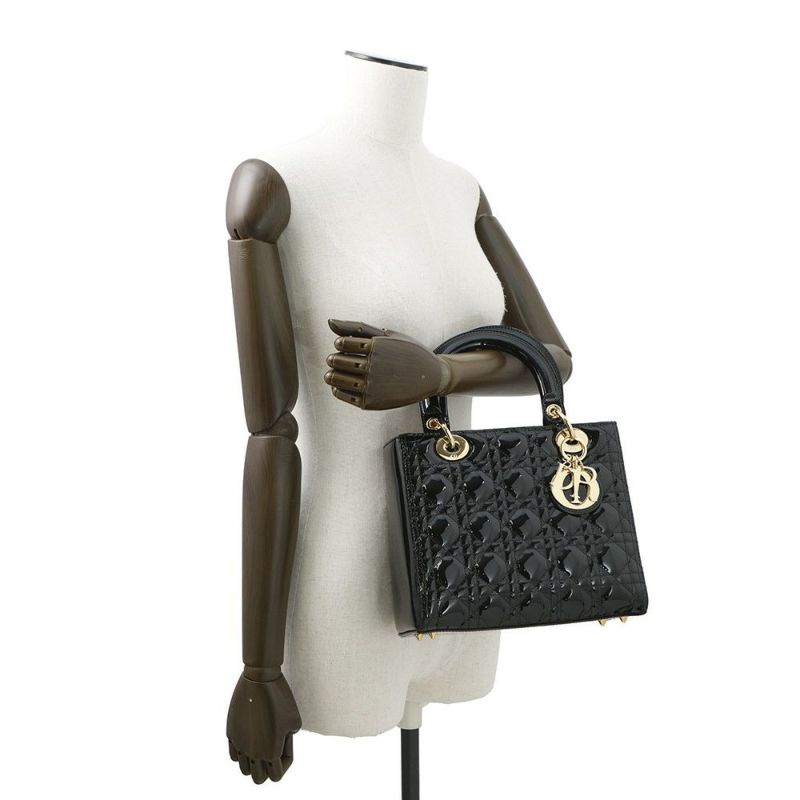クリスチャン・ディオール ハンドバッグ レディディオール カナージュ パテント VRB44550 黒