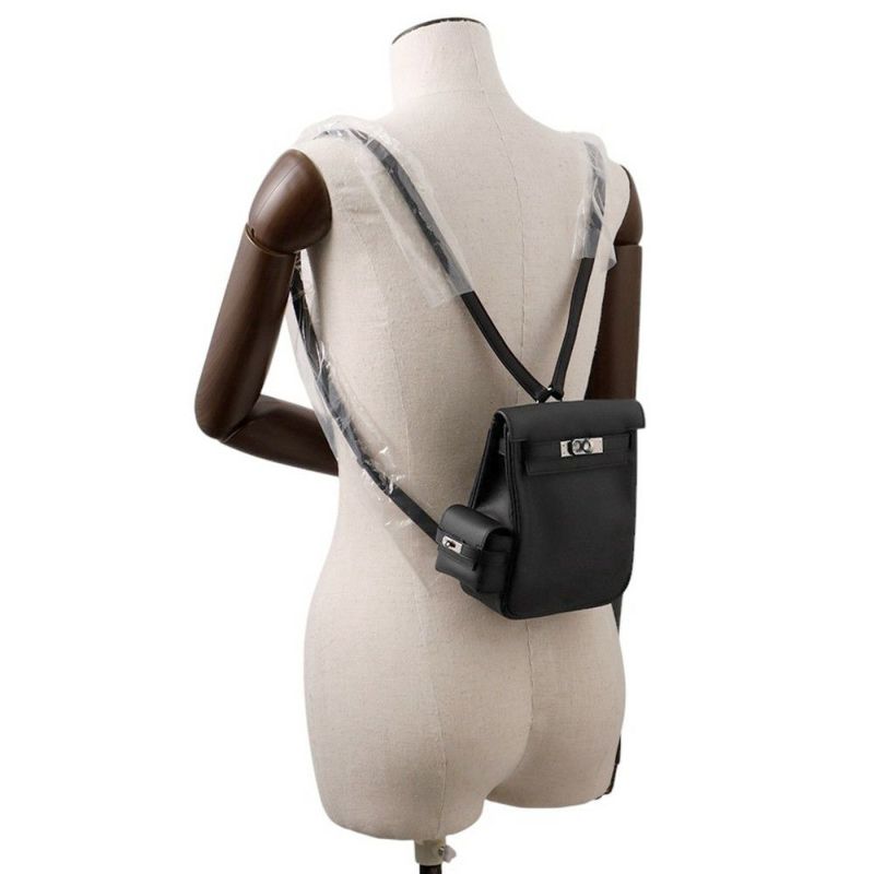 エルメス ケリージャンプ ブラック/シルバー金具スイフト W刻印 HERMES リュック 黒