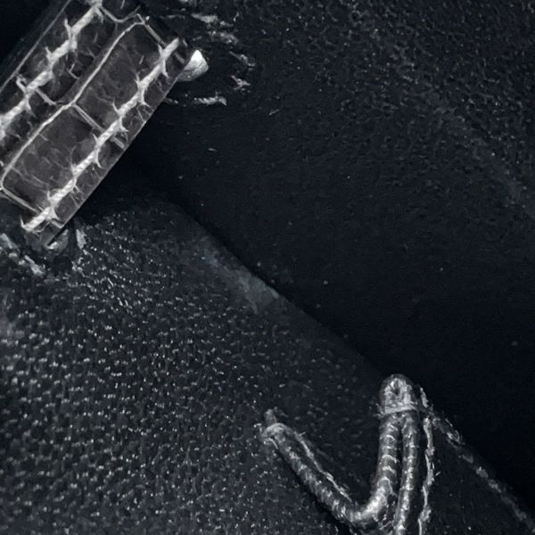 エルメス ケリー25 外縫い タッチ ブラック/グラファイト/シャンパンゴールド金具 ヴォーマダム/アリゲーターシャイン K刻印 黒