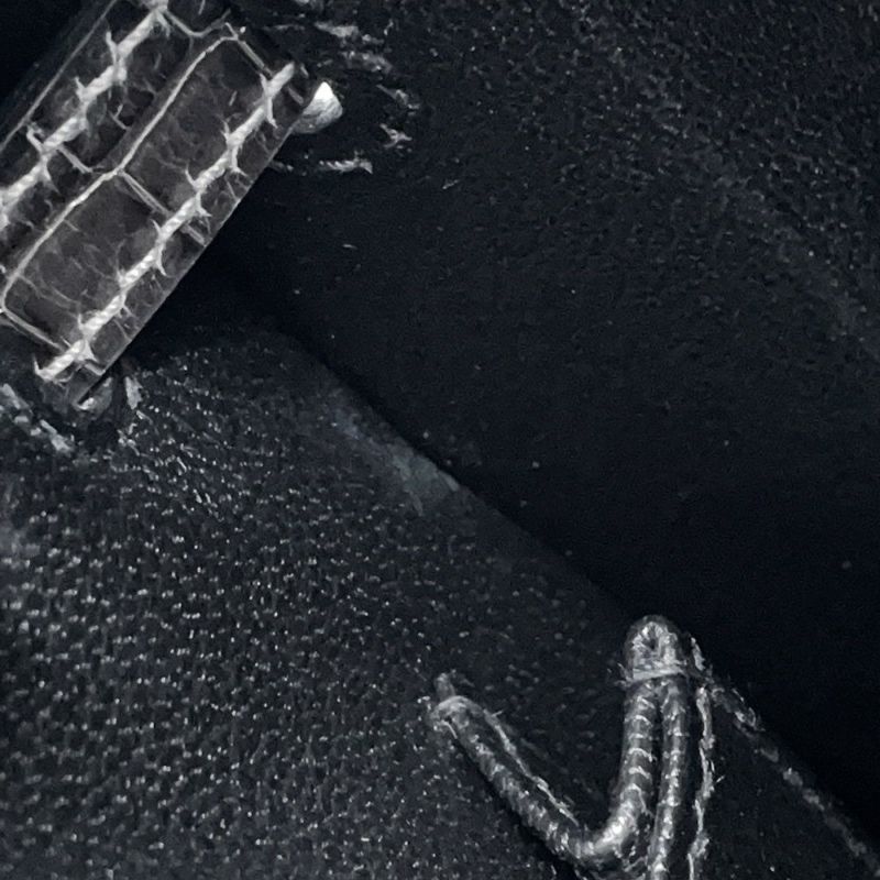 エルメス ケリー25 外縫い タッチ ブラック/グラファイト/シャンパンゴールド金具 ヴォーマダム/アリゲーターシャイン K刻印 黒