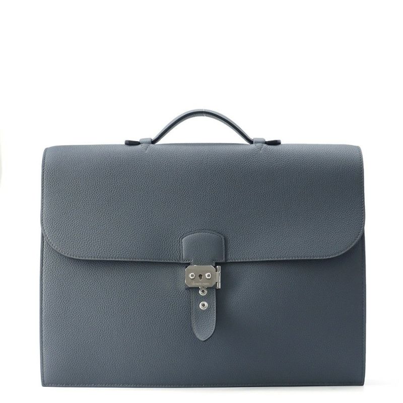 エルメス ビジネスバッグ サックアデペッシュ38 ブルーオラージュ/シルバー金具 トゴ Z刻印 メンズ