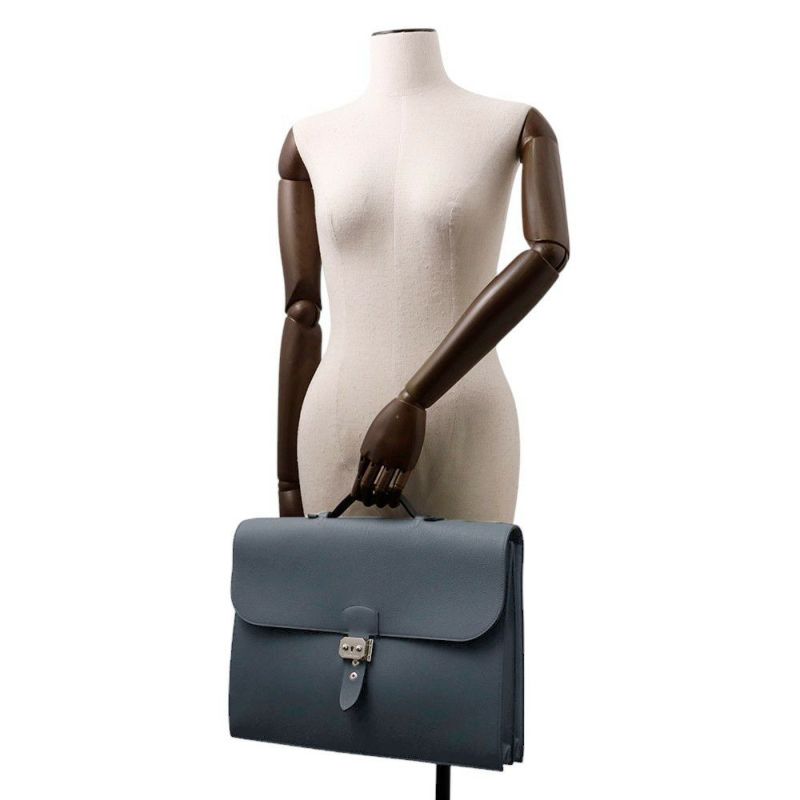 エルメス ビジネスバッグ サックアデペッシュ38 ブルーオラージュ/シルバー金具 トゴ Z刻印 メンズ