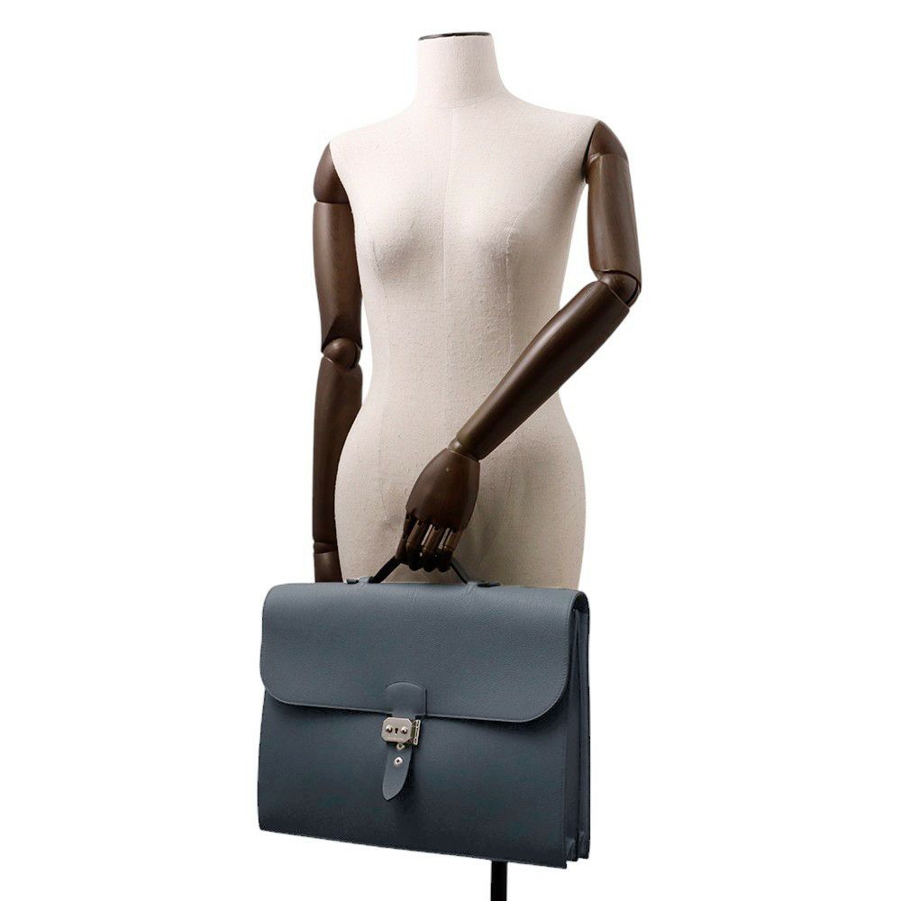 エルメス ビジネスバッグ サックアデペッシュ38 ブルーオラージュ/シルバー金具 トゴ Z刻印 メンズ