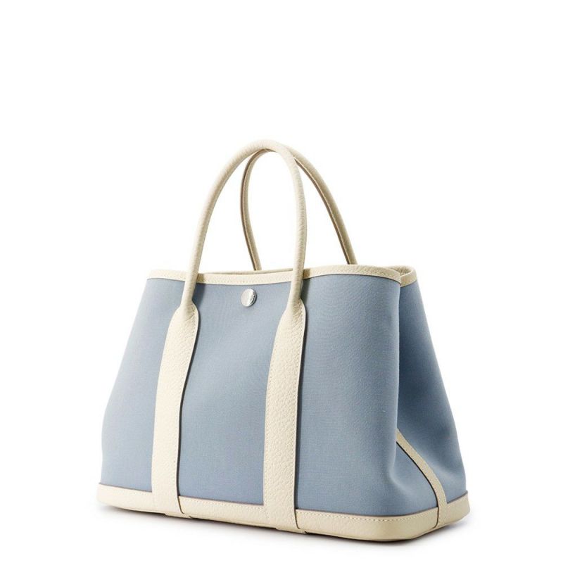 エルメス トートバッグ ガーデンパーティTPM クレ/ブルーリン/シルバー金具 トワルオフィシエ/ネゴンダ X刻印